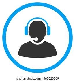 Operator vector icon. Style is bicolor flat circled symbol, blue and gray colors, rounded angles, white background.