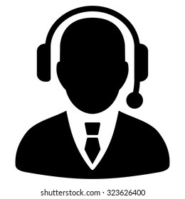 Operator vector icon. Style is flat symbol, black color, rounded angles, white background.