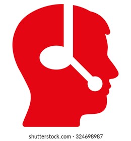 Operator vector icon. Style is flat symbol, red color, rounded angles, white background.