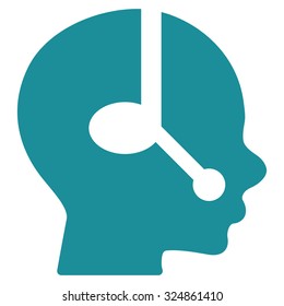 Operator vector icon. Style is flat symbol, soft blue color, rounded angles, white background.