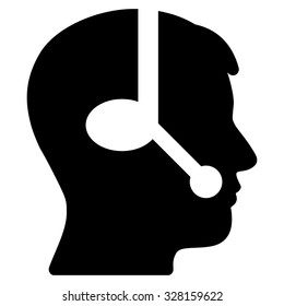 Operator vector icon. Style is flat symbol, black color, rounded angles, white background.