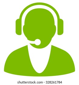 Operator vector icon. Style is flat symbol, eco green color, rounded angles, white background.