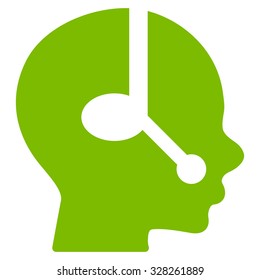 Operator vector icon. Style is flat symbol, eco green color, rounded angles, white background.