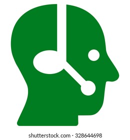 Operator vector icon. Style is flat symbol, green color, rounded angles, white background.