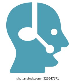 Operator vector icon. Style is flat symbol, cyan color, rounded angles, white background.