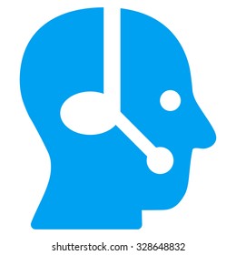 Operator vector icon. Style is flat symbol, blue color, rounded angles, white background.