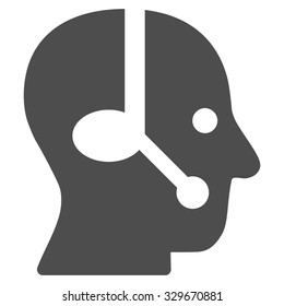 Operator vector icon. Style is flat symbol, gray color, rounded angles, white background.