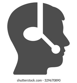 Operator vector icon. Style is flat symbol, gray color, rounded angles, white background.