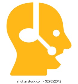 Operator vector icon. Style is flat symbol, yellow color, rounded angles, white background.