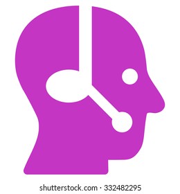 Operator vector icon. Style is flat symbol, violet color, rounded angles, white background.