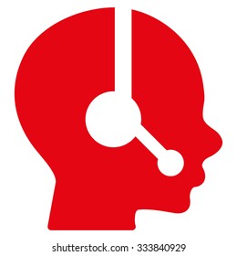 Operator vector icon. Style is flat symbol, red color, rounded angles, white background.
