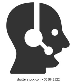 Operator vector icon. Style is flat symbol, gray color, rounded angles, white background.