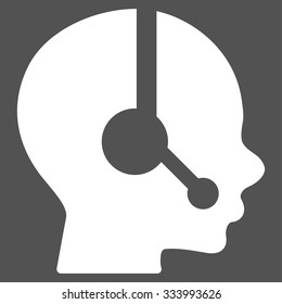 Operator vector icon. Style is flat symbol, white color, rounded angles, gray background.