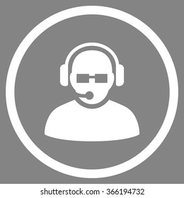 Operator vector icon. Style is flat circled symbol, color, rounded angles, white background.