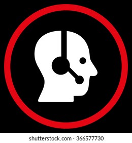 Operator vector icon. Style is flat circled symbol, color, rounded angles, white background.