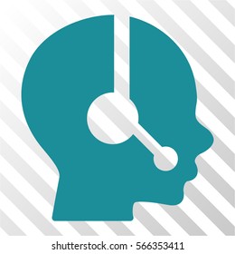 Operator vector pictogram. Illustration style is flat iconic soft blue symbol on a hatched transparent background.