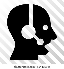 Operator vector pictograph. Illustration style is flat iconic black symbol on a hatched transparent background.
