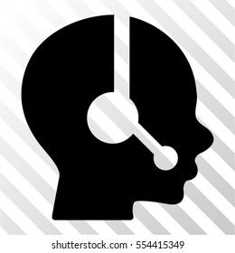 Operator vector pictograph. Illustration style is flat iconic black symbol on a hatch transparent background.