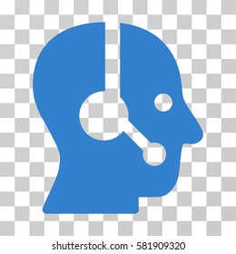 Operator vector pictograph. Illustration style is a flat iconic cobalt symbol on a transparent background.