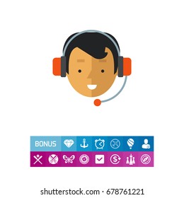 Operator wearing headset