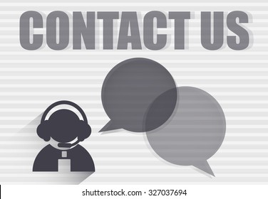 Operator wearing headset with speech bubbles,client services and communication concept.