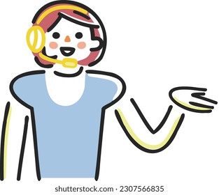 An operator who guides with headphones and a microphone Illustration material
