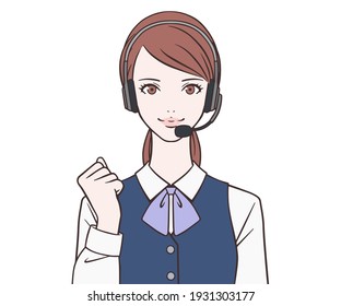 Operator woman doing a guts pose 