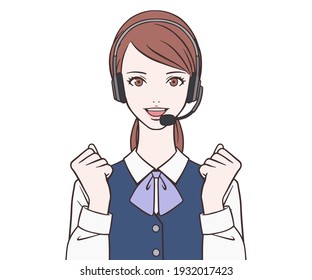 Operator woman doing a guts pose 