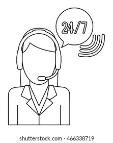 operator woman headphone bubble call center service icon. Flat and Isolated illustration. Vector graphic