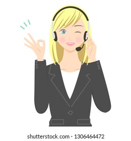Operator woman who signs ok