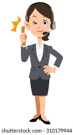 Operator of women thumb up