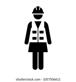 Operator worker icon female Construction service person profile avatar with hardhat helmet in glyph pictogram illustration
