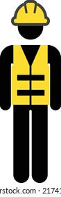 Operator worker icon vector male Construction service person profile avatar with hardhat helmet in glyph pictogram illustration