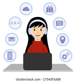 Operator working as call center in customer service department vector