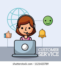 operator working in laptop customer service