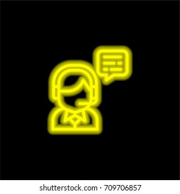 Operator yellow glowing neon ui ux icon. Glowing sign logo vector