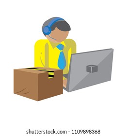 Operators. Box Expedition Icon Illustration. Logistic Icon, Vector Illustration.