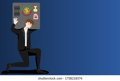 Operators have many expenses. Pay staff salaries. Cash flow in business. Look serious. Corona virus crisis.vector,illustration.