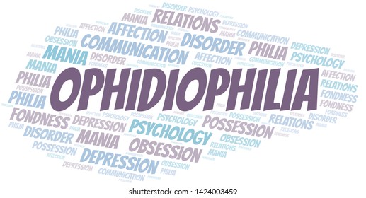 Ophidiophilia word cloud. Type of Philia.