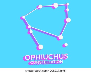 Ophiuchus constellation 3d symbol. Constellation icon in isometric style on blue background. Cluster of stars and galaxies. Vector illustration