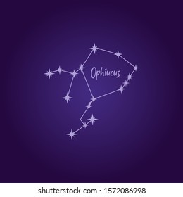 Ophiuchus constellation in the sky vector illustration