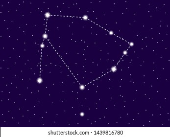 Ophiuchus constellation. Starry night sky. Cluster of stars and galaxies. Deep space. Vector illustration