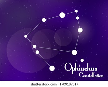 Ophiuchus constellation. Starry night sky. Cluster of stars, galaxy. Deep space. Vector illustration