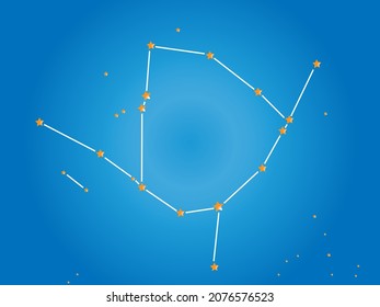 Ophiuchus constellation stars in outer space. Zodiac Sign Ophiuchus constellation lines. Vector illustration.