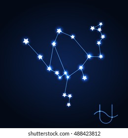 Ophiuchus constellation. Vector illustration flat design. Isolated on background. 13 zodiac sign, horoscope.