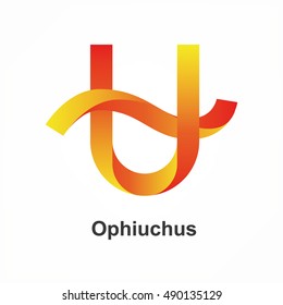 Ophiuchus zodiac symbol. Vector illustration of zodiac sign Ophiuchus isolated on white background.
