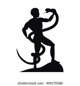 Ophiuchus zodiac symbol. Vector illustration of man with snake. 