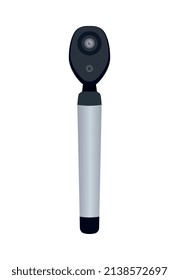 Composición oftálmica de la prueba oftálmica de cuidados oculares con imagen aislada de la luz antorcha médica en la ilustración vectorial de fondo en blanco