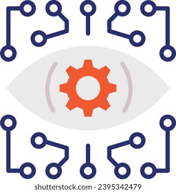 Ophthalmic Imaging Vektorsymbol-Design, prädiktive Modellierungs- oder adaptive Kontrollsymbole, künstliche Intelligenz-Zeichen, Stockillustration für tiefes Lernen, Scanning- und Tracking-Konzept für EyeBall