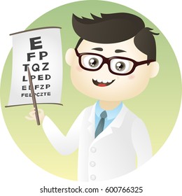 Ophthalmologist Cute Cartoon Illustration. EPS10
